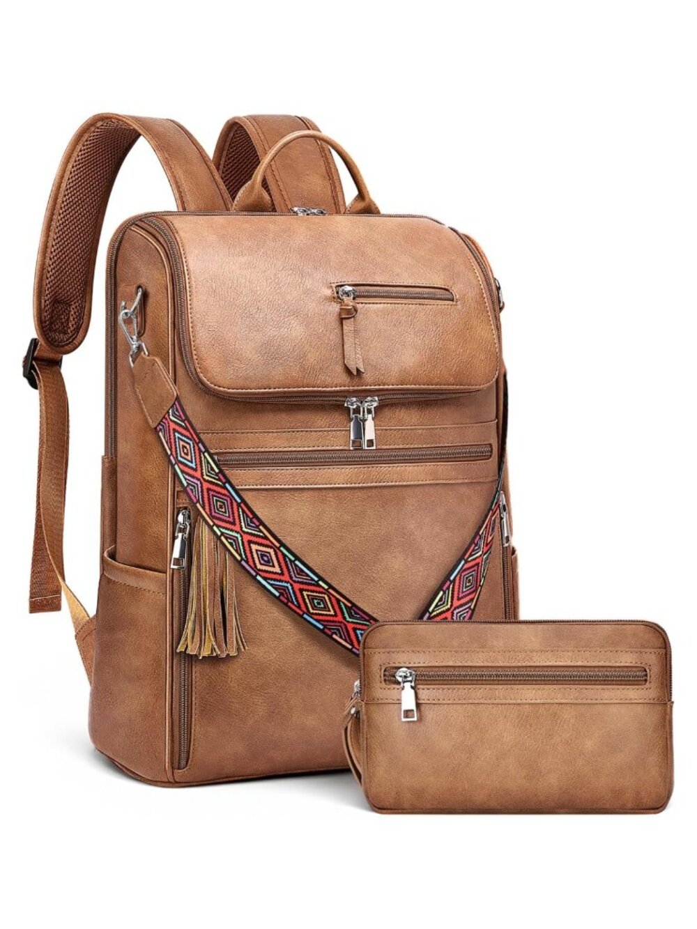 Faux Leather Laptop Backpack for Women 16.5" Computer Bag Travel Purse 13